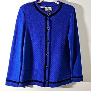 MITA Vintage Cardigan sweater.  Royal blue and black. Sz 10. Nice